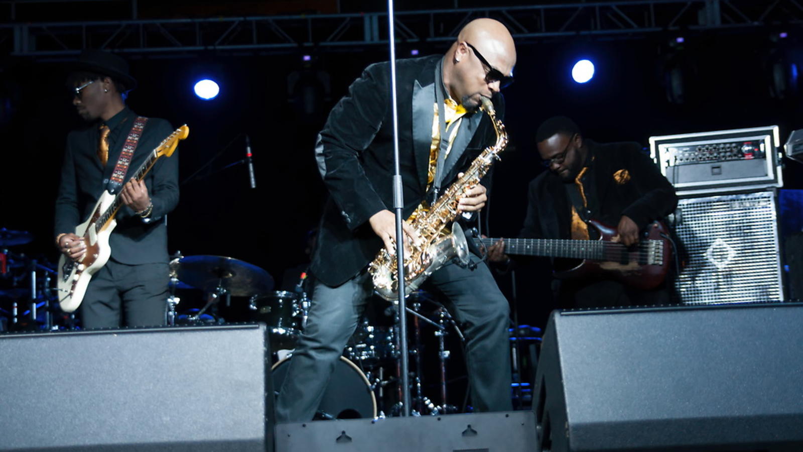 Saxophone player performing