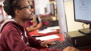 Student at computer