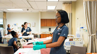 nursing students in a classroom