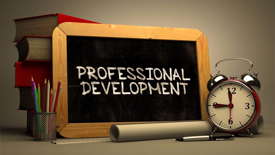 A stock image with a small chalkboard stating "Professional Development"