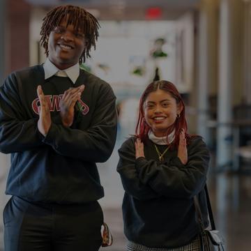 Students on Eagle pose